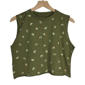 GRAYSON THREADS Sleepwear Crop Top Sleeveless Floral Daisy Flowers Size Medium